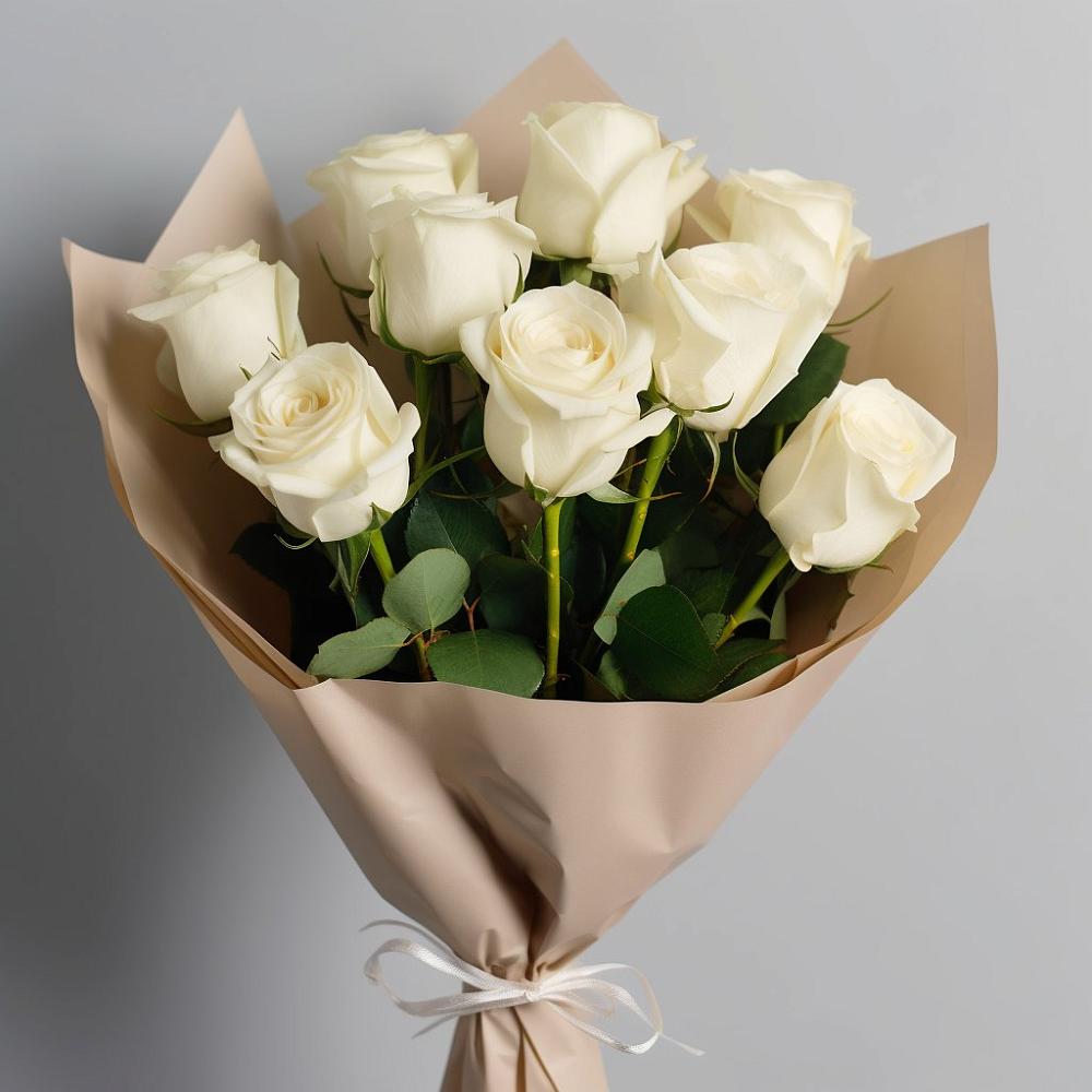 Букет 9 Белых роз Эдлесс Лав в Можайске