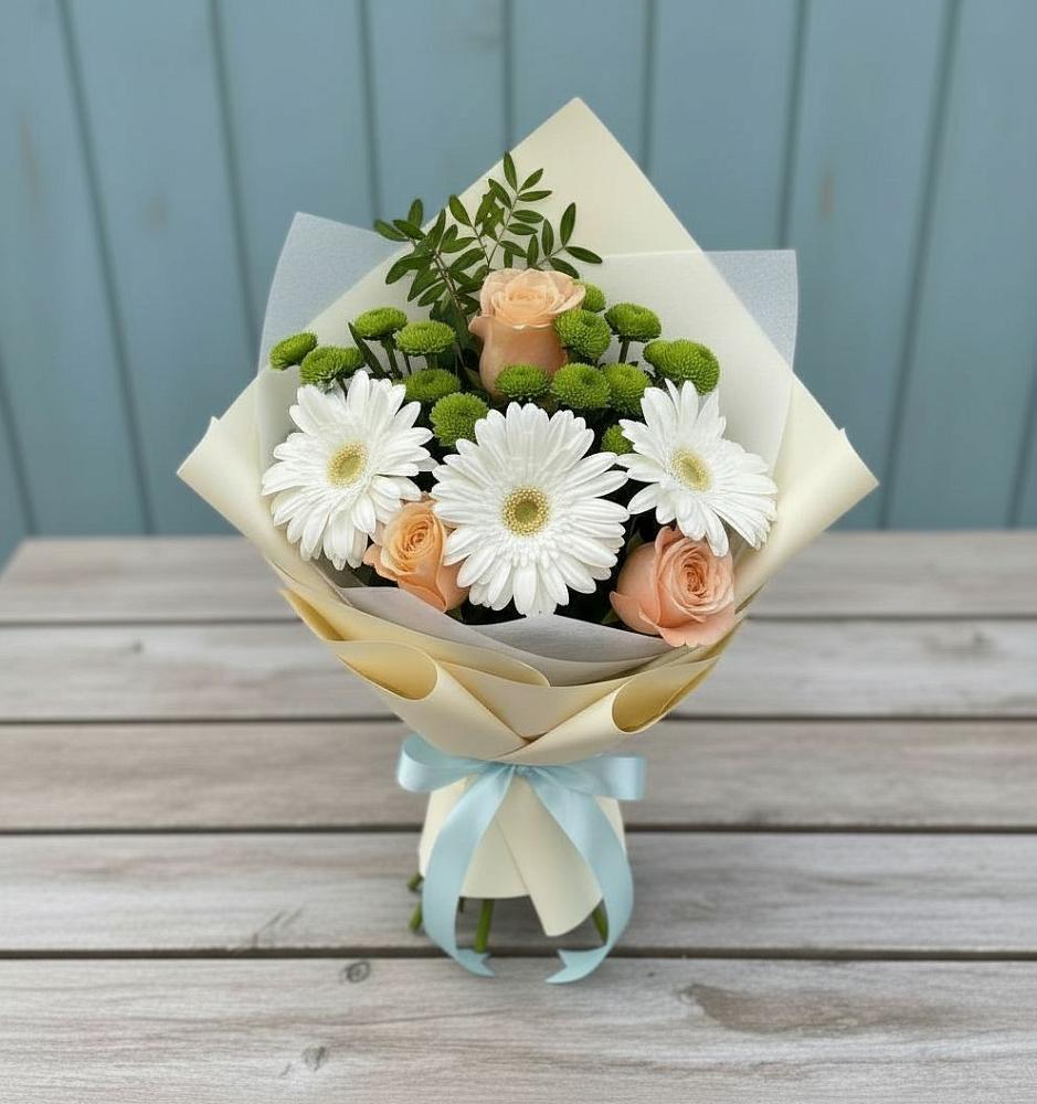 Букет цветов из: Герберы, Розы и Хризантемы в Можайске