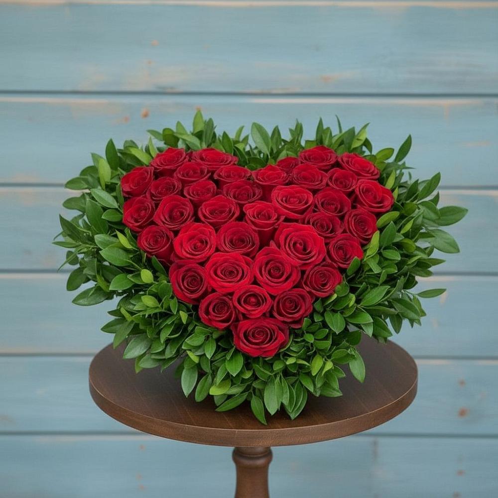 Цветочная композиция из Розы в виде сердца в Можайске