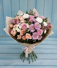 Букет цветов из:  Хризантемы, Розы и Альстромерии в Можайске